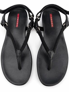 Vintage Y2K Prada Sport Black Velcro Thong Sandals EU 38